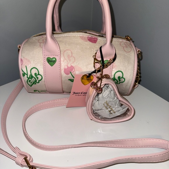 Juicy Couture Cherry Gelato Mini Barrel Bag Cream Pink Y2K Retro Crossbody - Picture 5 of 6